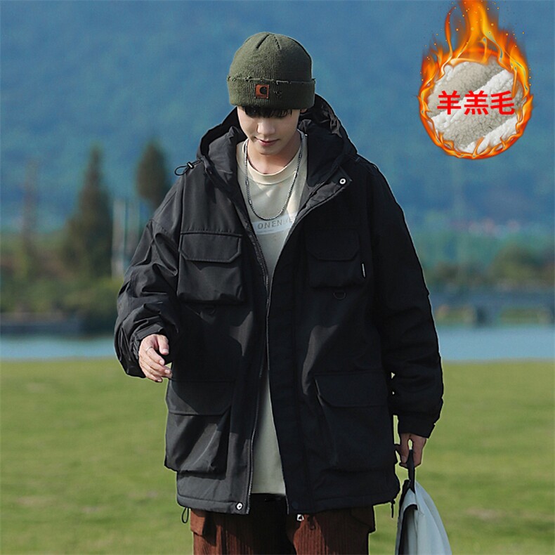 2025冬季新款cityboy大码多口袋羊羔毛棉衣M-5XHM22545-P110，男装棉衣，电商A022