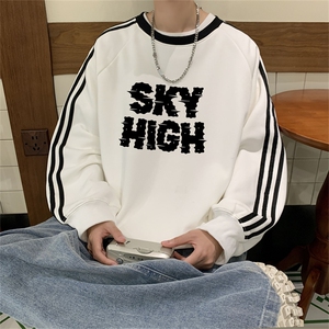 美式三杠条纹复圆领卫衣秋冬男女宽松长袖SW2478 -P45控68 50棉图片