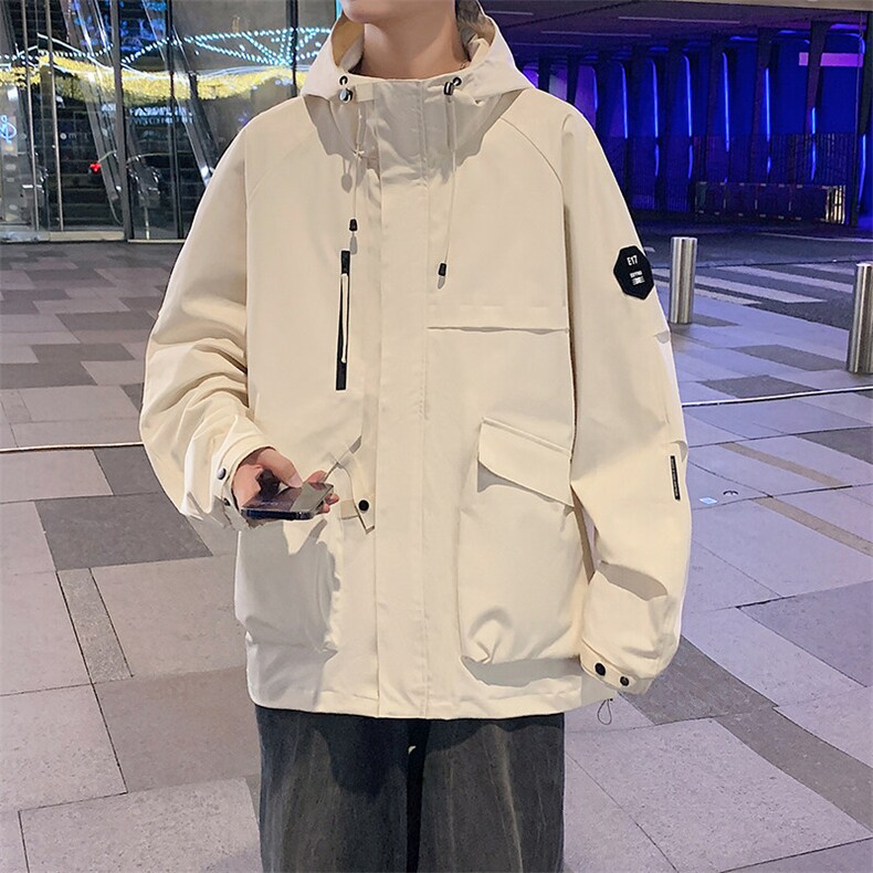 春秋户外冲锋衣男女同款防风防水连帽工装外套登山服夹克2481-P75,男装夹克,星座1403A