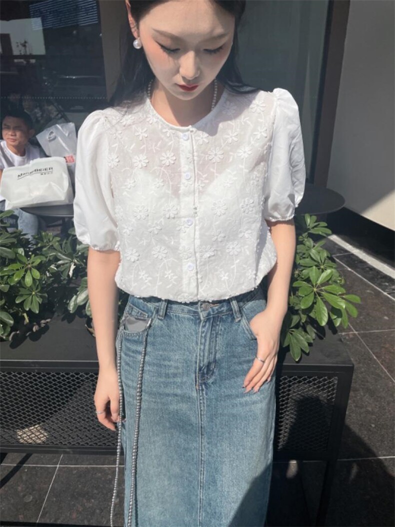 现货夏装新款短袖衬衫女韩版时尚大方，女装衬衫，泰靡(2F)