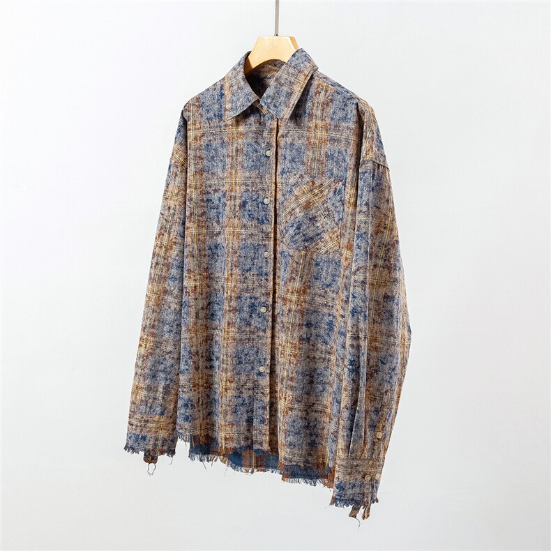1白底成分80%聚酯纤维 20%棉,格子长袖衬衫男大码CS77901P55控88图片