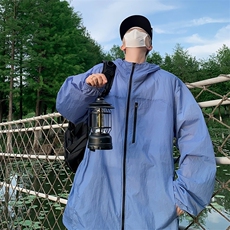 潮牌纯色拼接连帽防晒衣男2034宽松百搭情侣防晒服外套W5834-P43，男装防晒衣，星座412-2