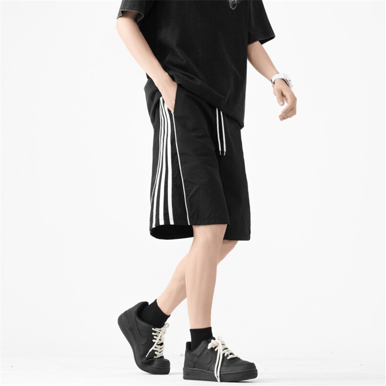 抖音品质夏季新款潮流冰丝条纹宽松短裤B315-K24158-特p30控58,男装牛仔裤,电商B315