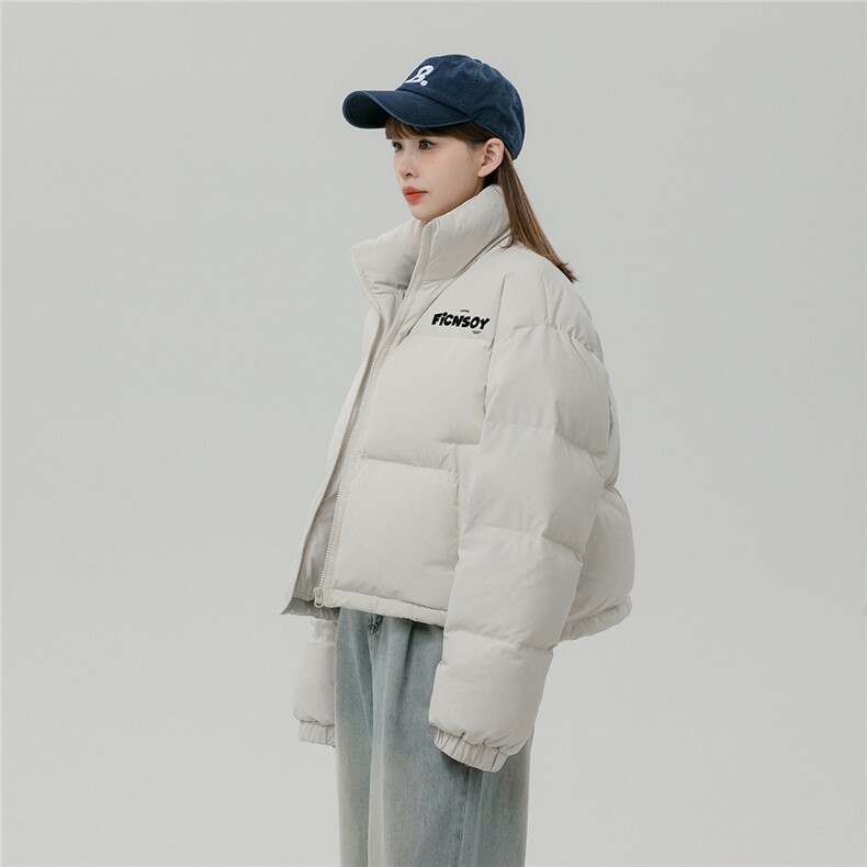 中性风休闲字母印花面包服时尚宽松立领棉服A268-MY502P85控118,男装棉衣,电商A268