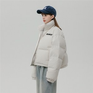中性风休闲字母印花面包服时尚宽松立领棉服A268-MY502 P85控118图片