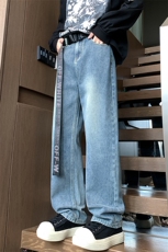 美式复古百搭高街潮牌宽松直筒牛仔裤A158-NZK802-P35特价，男装牛仔裤，电商A158