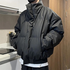 网图PU棉衣加厚保暖宽松立领外套休闲潮流棉服310A-MY008-P70，男装棉衣，四季星座310A