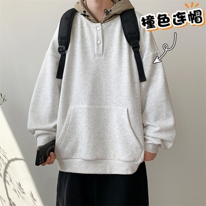2025秋冬港风设计感撞色拼接连帽可二开卫衣休闲百搭VE55193-P55图片