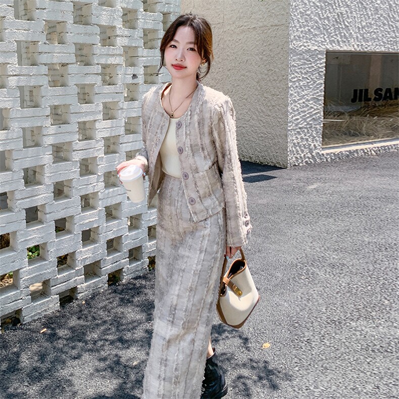 （现货）补单款新品小香风流苏毛边半裙套装F582-P175-K268,女装套装/套裙,2C255