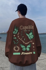 直播品质340克重磅纯色华棉美式卫衣圆领印花大码XZ517A-BK12105，男装卫衣，星座517A
