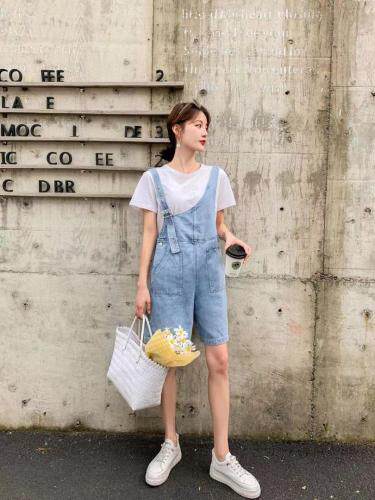 牛仔背带短裤，女装，QY2