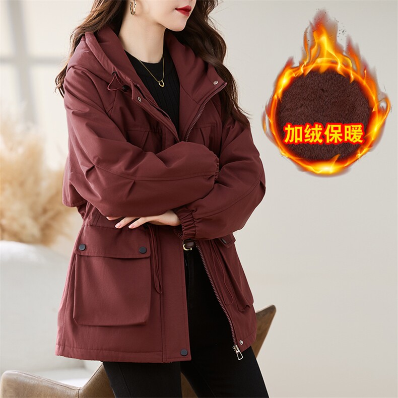 现货！棉衣女2024冬季新款加绒加厚棉衣休闲派克服,女装棉衣/棉服,慕咨