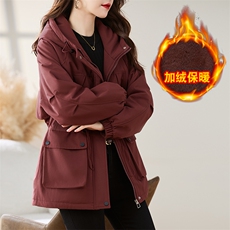 现货！棉衣女2024冬季新款加绒加厚棉衣休闲派克服，女装棉衣/棉服，慕咨