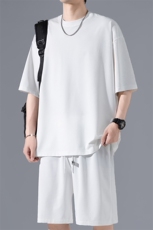 2024夏季新款无影墙大码冰丝短袖T恤套装M-5XHQ24506-P60，男装休闲套装，电商A022