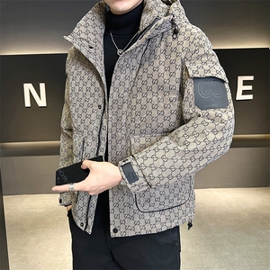 字母暗花贴标PU皮羽绒服外套男上衣 控劵后288 A329-YR9863-P205图片
