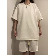 中性风麂皮绒短袖T恤男DT8766P23短裤男DK8767P32套装TZ8757P55，男装休闲套装，星座227-7