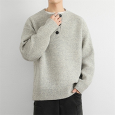 小众V领设计感针织衫男秋冬加肥加大码潮胖人宽松慵懒风套头毛衣，男装针织衫/毛衣，星座914