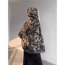 简约文艺流行新款日系毛领迷彩棉衣慵懒气质ins时尚潮流百搭原宿，男装棉衣，星座506A