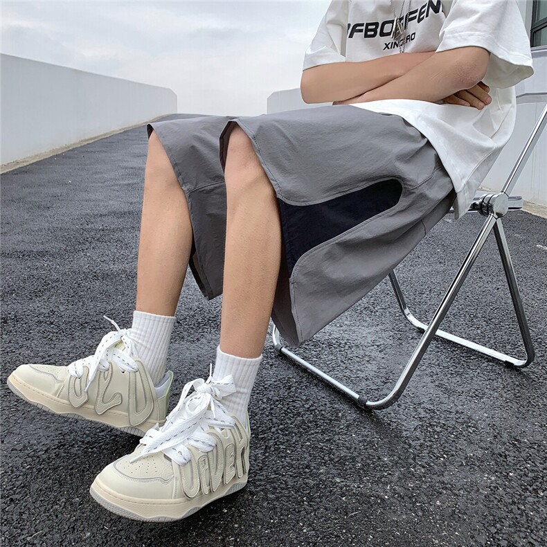 2025港风冰丝短裤男大码男士中码男潮流五分裤男DK8796P25控38,男装休闲裤,星座227-7