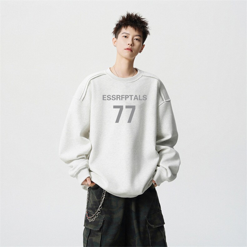 得物供货、重磅420克现货圆领卫衣宽松HD019-1-WY2640LL-P35,男装卫衣,电商019-1