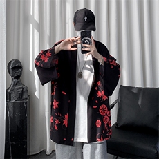 原宿风大码薄款防晒衣男韩版七分袖和服汉服开衫外套A090KS20p45，男装民族服装，电商A089-1