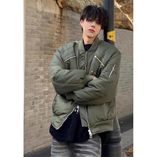 秋冬夹克棉服男多拉链个性立领抽皱飞行员外套百搭M6102，男装夹克，星座1116A（原606A-3）