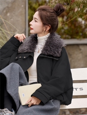 90白鸭绒羽绒服外套女2025年冬季新款大毛领翻领休闲羽绒服女，女装羽绒服，沁沁公主