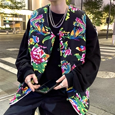 MJ203秋冬新款东北大花盘扣马甲大码男女装学生青少年棉衣坎肩潮，男装背心/马甲，星座115A(原星座507）
