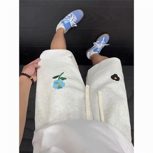 美式复古小花刺绣短裤男款夏季潮牌宽松裤子情侣五分裤DA1122-P30图片
