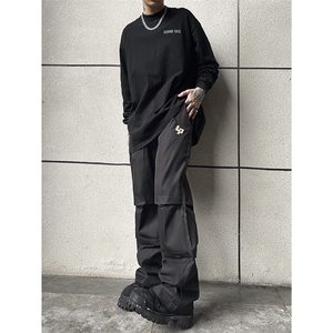 B221 美式ins街头hiphop刺绣宽松褶皱休闲裤子 LK23123-P60 控78图片