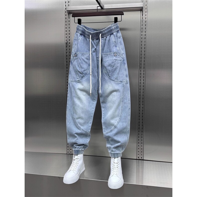 1506-1/NG6251/P49水洗牛仔裤男大口袋束脚痞帅束脚休闲裤,男装牛仔裤,星座1506-1