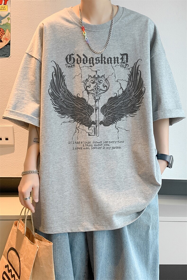 已注册/夏季内景印花宽松短袖T恤男潮休闲打底衫DT00574/P25,男装T恤,电商B316