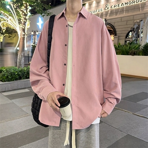 春季2026新款 Q2480-TP2539 港风桃皮绒衬衫宽松衬衣薄外套男图片