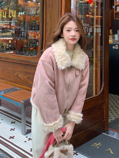 【现货】新款数据好皮毛一体外套P195-K288，女装短外套，浙宝128A