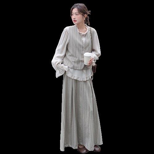 宫廷三件套马甲十衬衣十裙子三件套套裙2C267-118-P205-K295，女装套装/套裙，茵姿媚