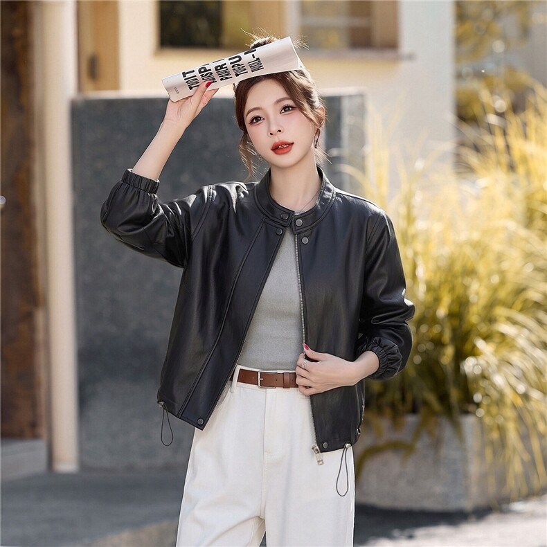 【大量现货】皮衣外套女短款气质百搭休闲复古小个子PU皮夹克上衣,女装皮衣,韩蔻秀