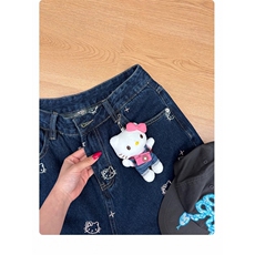 AK2199-P60新款蝴蝶结可爱卡通刺绣阔腿高腰牛仔裤，女装休闲裤，星座617A-2