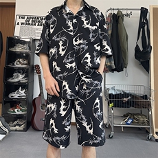 情侣装美式复古时尚运动休闲套装男夏季短袖短裤两件套TZ103-P43，男装休闲套装，电商A178