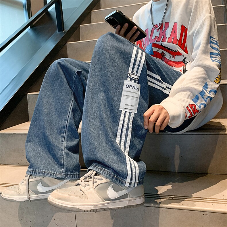 美式高街复古牛仔裤男宽松长裤直筒阔腿工装裤N0138-P45,男装牛仔裤,星座308B-1