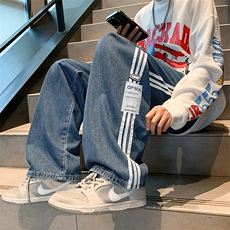 美式高街复古牛仔裤男宽松长裤直筒阔腿工装裤N0138-P45，男装牛仔裤，星座308B-1