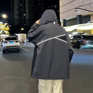外套男女款放光条复古连帽秋季情侣潮牌飞行夹克JK0235-P83图片