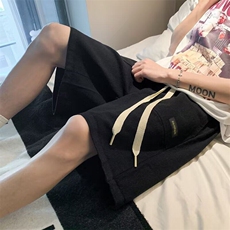 春夏小个子显瘦好穿宽松阔腿垂坠松紧抽绳休闲亚麻牛仔短裤，男装休闲裤，星座506
