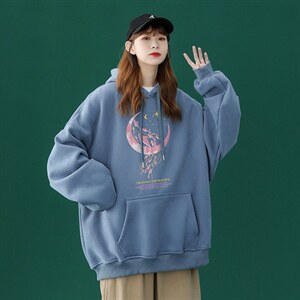 中性 秋季潮流卡通印花上衣宽松连帽卫衣 W288  P35控58加绒P45图片