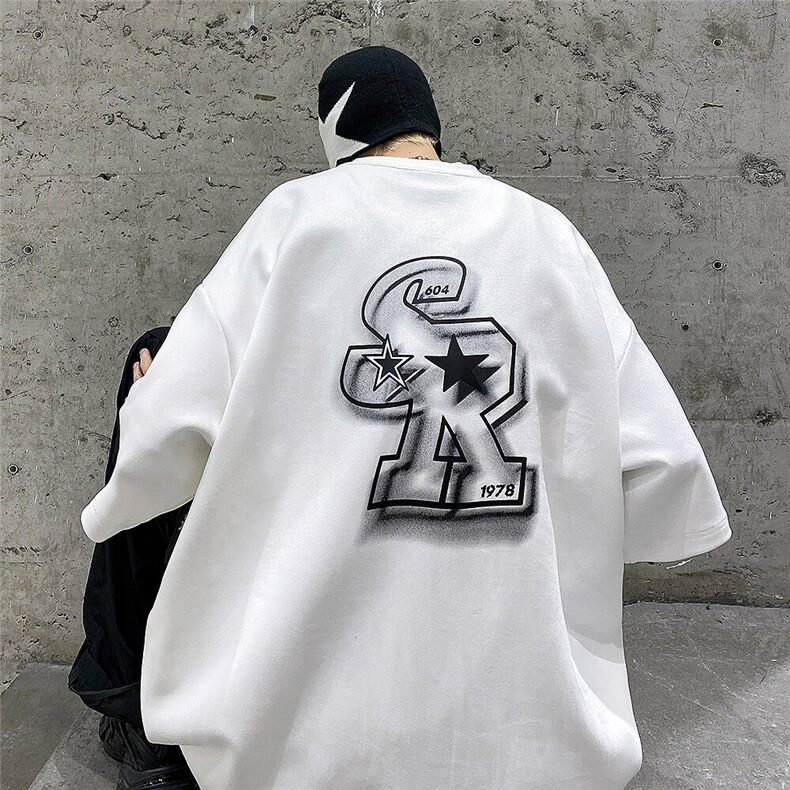 2025新款R星麂皮绒字母印花短袖宽松 M~5XL XZ604-DT301-P35控48图片