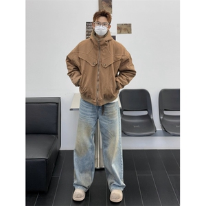 现货 WT115-P140 立体剪裁座山雕棉服男毛领外套情侣连帽夹克图片
