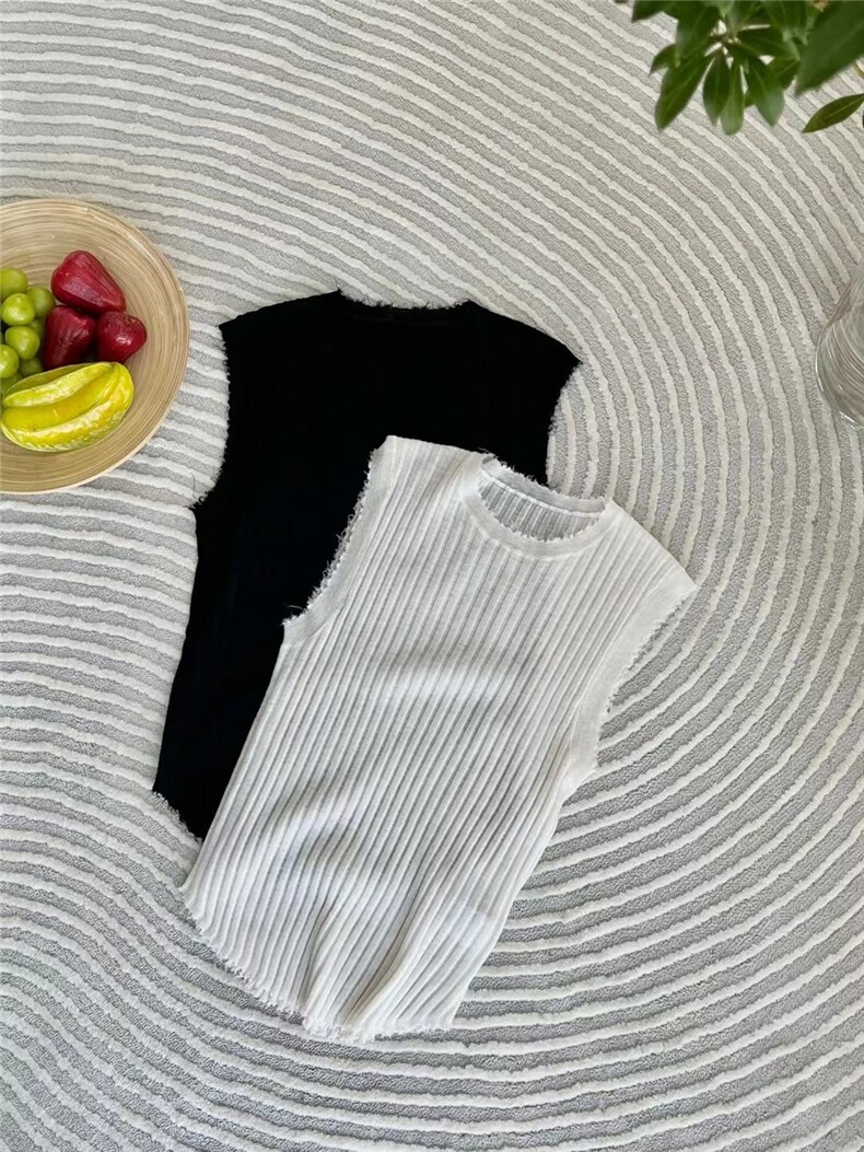无袖针织背心女夏季外穿镂空设计感交叉露背设计感小上衣,针织衫/毛衣,缘满羊绒