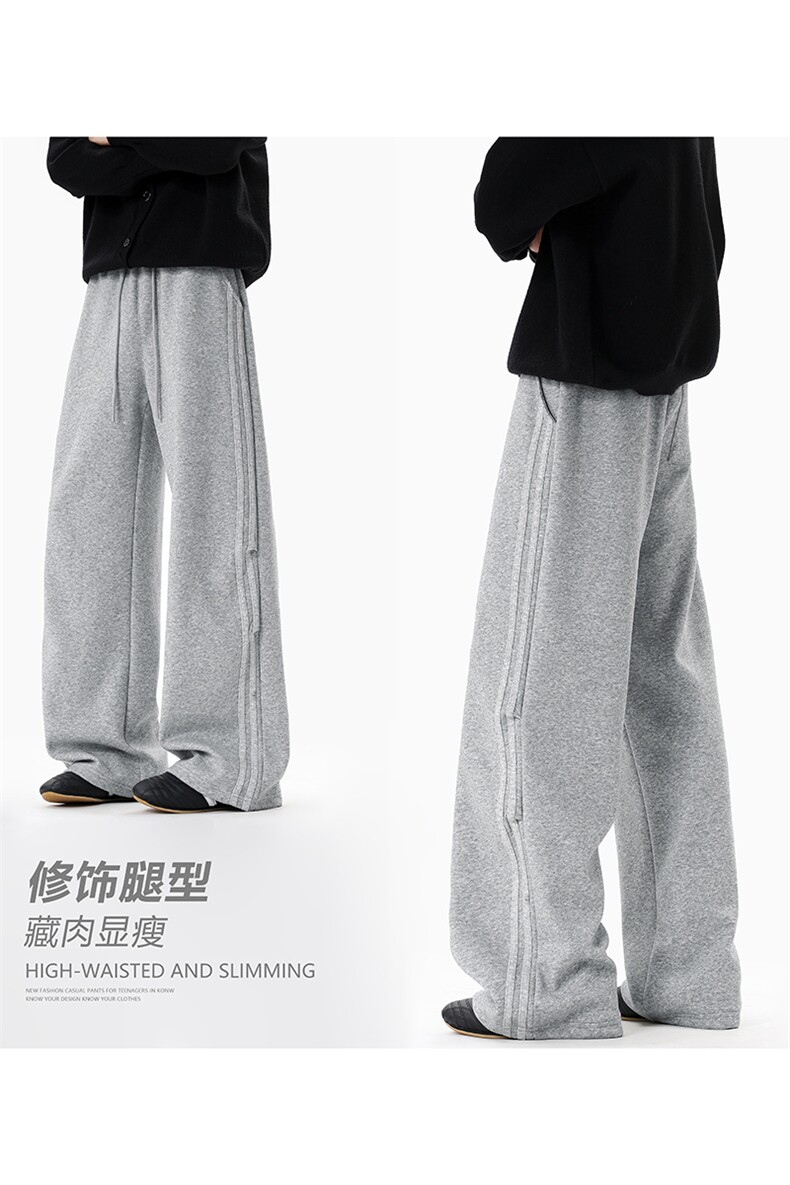 美式侧边条纹休闲卫裤男秋季新款2025宽松阔腿裤子-A2250TP45控68图片
