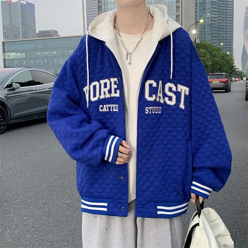春季新款假两件连帽棒球服男休闲宽松bf风百搭外套JK0272-P95,男装夹克,星座308B-1