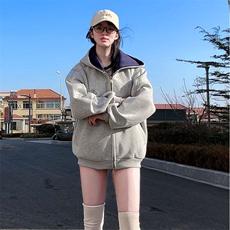 抖音得物高品质二开25秋冬美式重磅宽松结构双面连帽卫衣外套W68，男装卫衣，电商A486