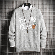 加厚加绒毛衣男大码毛线衣男针织衫M19348-P45加绒款-P65网格，男装针织衫/毛衣，电商A040A